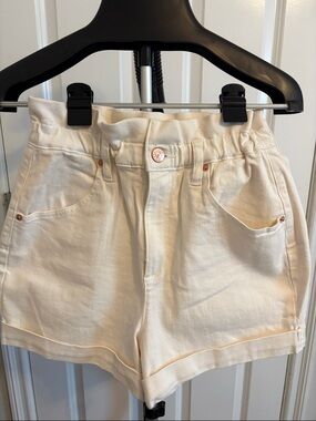 Express Cream High-Rise Paperbag Shorts